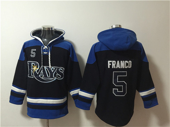 Men's Tampa Bay Rays Active Player Custom Black/Blue Lace-Up Pullover Hoodie